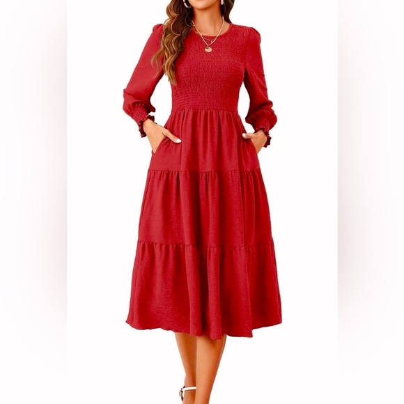 New Small Boho Empire Waist Ruffled Flowy Dress - Picture 3 of 3